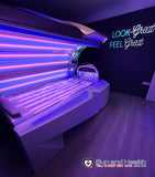 Hapro Luxura Vegaz 8200 lie down sunbed with hybrid rubino lamps